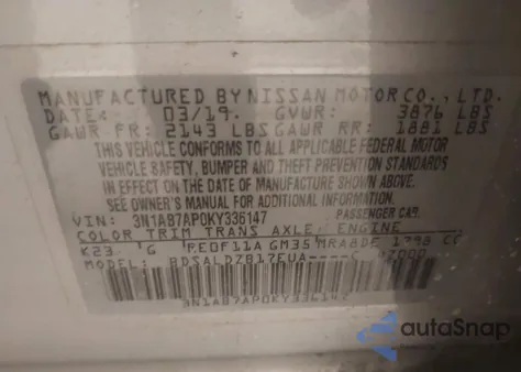 2019 Nissan Sentra Sv из США, поврежденный, VIN 3N1AB7AP0KY336147